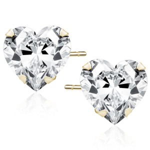 Cercei argint placati cu aur galben cu inimioare 7x7 mm DiAmanti 1CH7EG_W-DIA (Argint 925‰ 1,2 g.)
